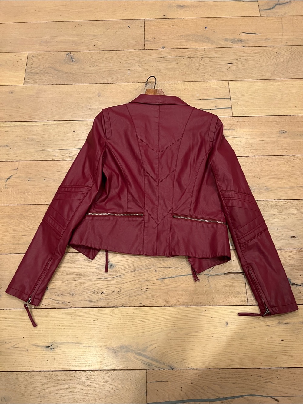 Lulu's Raspberry Faux Leather Moto Jacket - Picture 7 of 7